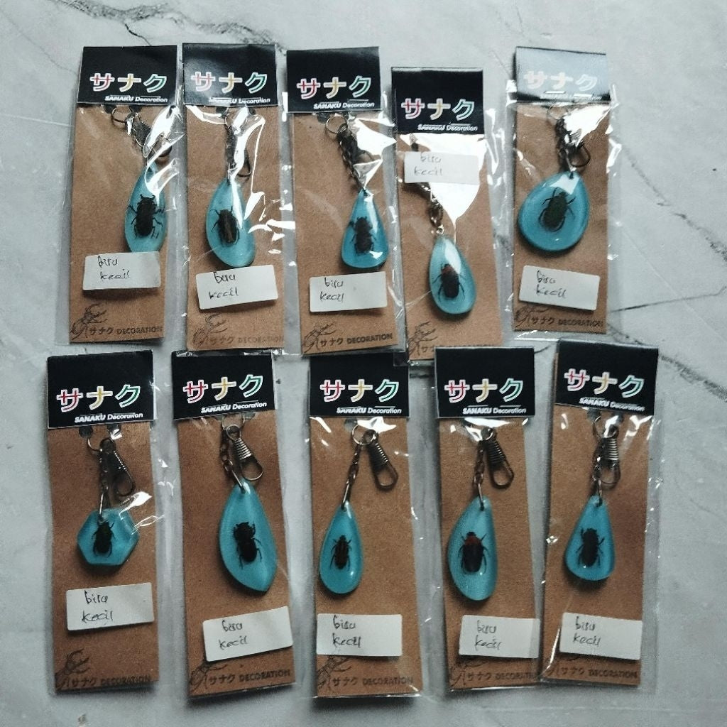 Pekanbaru Gantungan Kunci Serangga Indonesia Resin Homemade / Souvenir Gantungan Kunci Rumah/Kantor (kemas plastik )