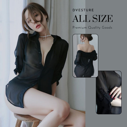 Pekanbaru Lingerie Cosplay Set D-132 Lengan Panjang Baju Tidur Dinas Wanita Dewasa