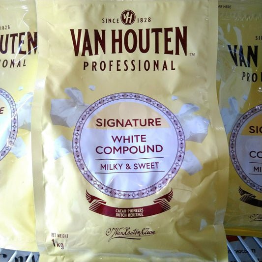 Pekanbaru [Repack 250Gr] Van Houten Professional Signature Intense Dark & White Compound Coin Chocolate Button