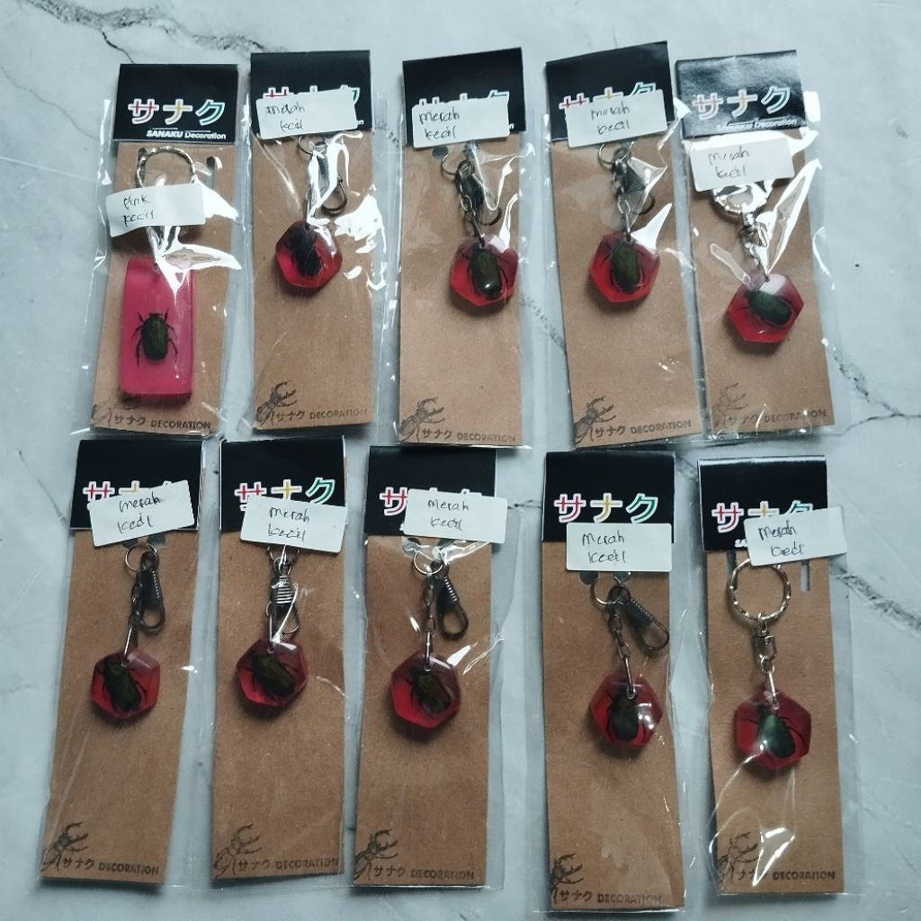 Pekanbaru Gantungan Kunci Serangga Indonesia Resin Homemade / Souvenir Gantungan Kunci Rumah/Kantor (kemas plastik )