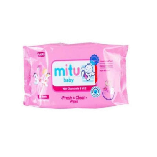 Pekanbaru Mitu Baby Wipes Pink 24'S Refill