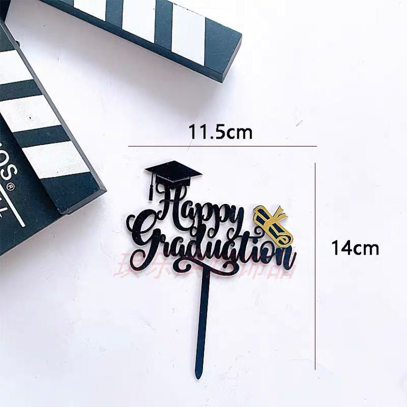 Pekanbaru Cake Topper Akrilik Happy Graduation (Instan Only)