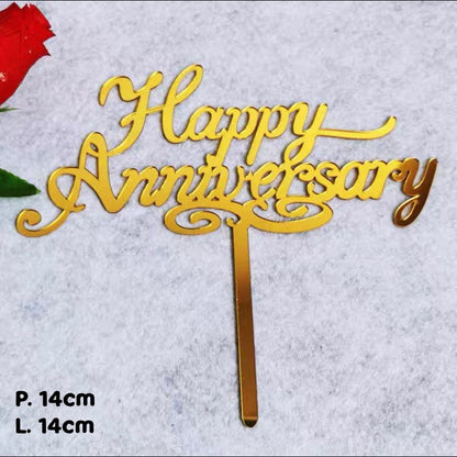 Pekanbaru Cake Topper Akrilik Happy Anniv / Happy Valentine / Happy Wedding (Instan Only)