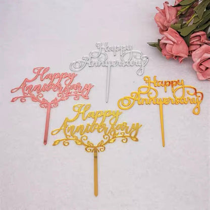 Pekanbaru Cake Topper Akrilik Happy Anniv / Happy Valentine / Happy Wedding (Instan Only)