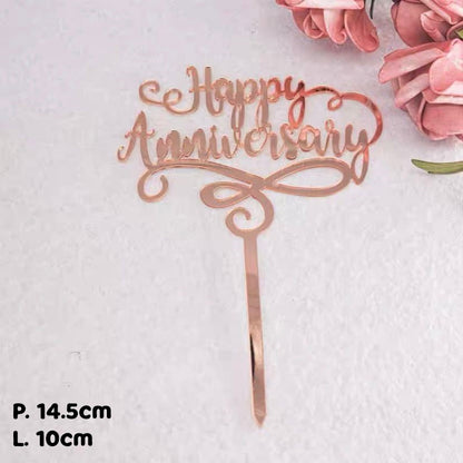 Pekanbaru Cake Topper Akrilik Happy Anniv / Happy Valentine / Happy Wedding (Instan Only)