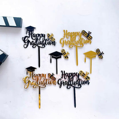 Pekanbaru Cake Topper Akrilik Happy Graduation (Instan Only)