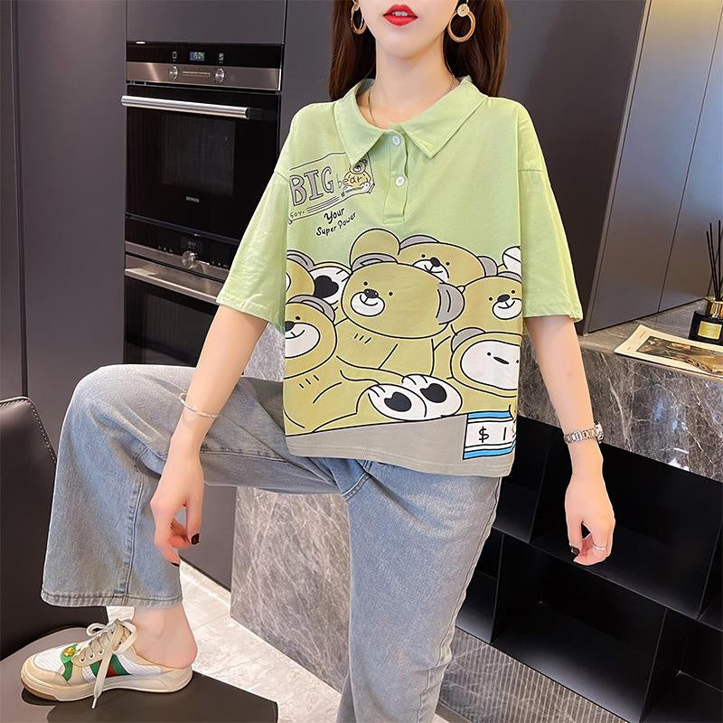Pekanbaru Kaos Oversize Crop Berkerah Big Bear Hijau Putih Many Bears in Cashier Simple Unik T-shirt Polo Banyak Beruang Berkualitas Your Super Power Baju Kerja Kuliah Jalan Korean Style