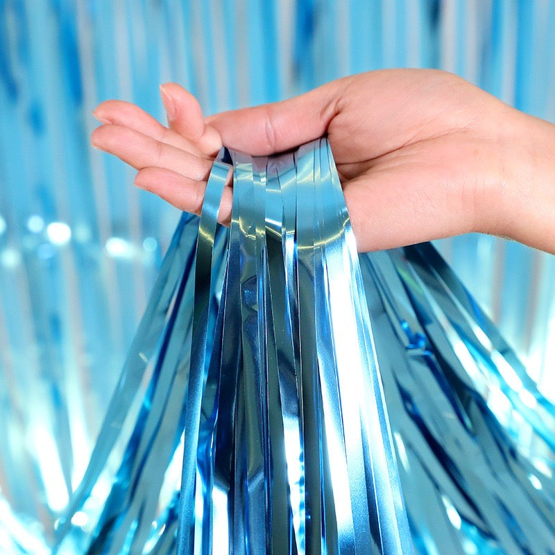 Pekanbaru HR- TIRAI PESTA Ulang Tahun Tirai Rumbai Plastik Chrome Foil 100 x 200 Cm Foil Curtain Backdrop Curtain Selinger Metalik Import Murah