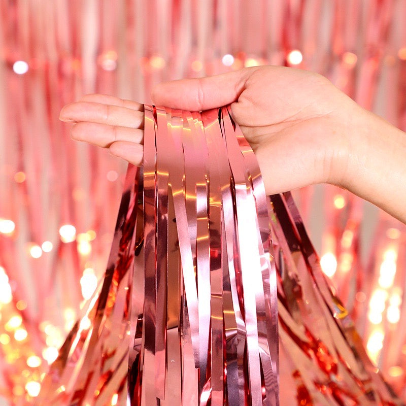 Pekanbaru HR- TIRAI PESTA Ulang Tahun Tirai Rumbai Plastik Chrome Foil 100 x 200 Cm Foil Curtain Backdrop Curtain Selinger Metalik Import Murah