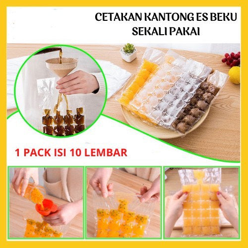 Pekanbaru HR- Kantong Plastik Cetakan Es Batu 24 Cube Sekali Pakai Disposable Ice Bag Isi 10pcs