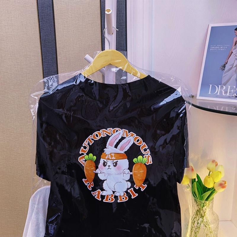 Pekanbaru Kaos Oversize Carrot Bunny Champion I Am The First Autonomous Rabbit Kelinci Olahraga Wortel T-shirt Sablon Berkualitas Unisex Couple Korean Style