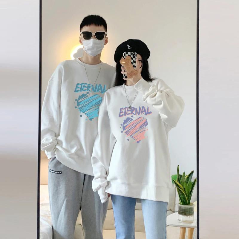 Pekanbaru Sweater Oversize Eternal Love Sweatshirt Couple Sablon Ombre Biru Lilac Crewneck Unisex Cowo Cewe Bahan Tebal Berkualitas Model Polos Aesthetic Korean Style