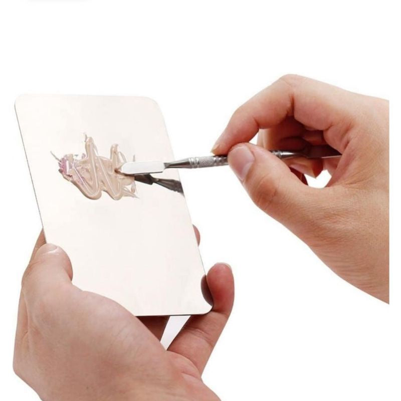 Pekanbaru Mixing Palette Stainless Steel + Spatula Pallete Stainles Foundation Makeup Make Up Mix Palet