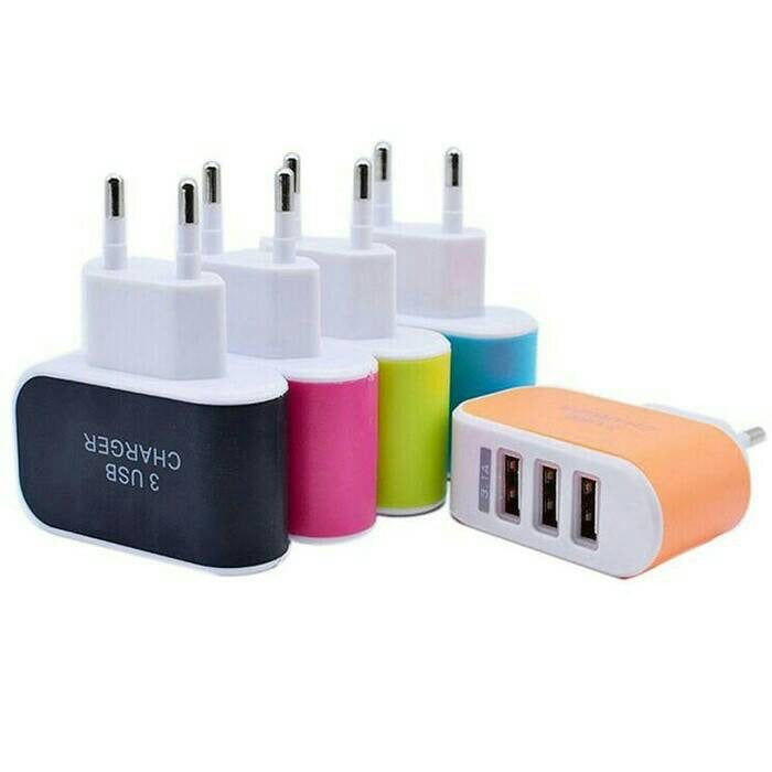 Pekanbaru HR- Adaptor Charger 3 Output Kepala Batok Travel Adapter Port USB 3.1A Warna Colokan 3in1 CHARGER MOBIL