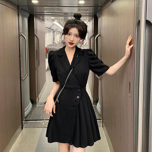 Pekanbaru Dress Formal Wanita V Neck Collar French Style Pink Kuning Hitam Simple Elegan Casual Gaun Pendek Warna Soft Berkerah High Quality A-Line Dress Berkualitas Korean Style