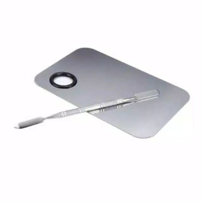 Pekanbaru Mixing Palette Stainless Steel + Spatula Pallete Stainles Foundation Makeup Make Up Mix Palet