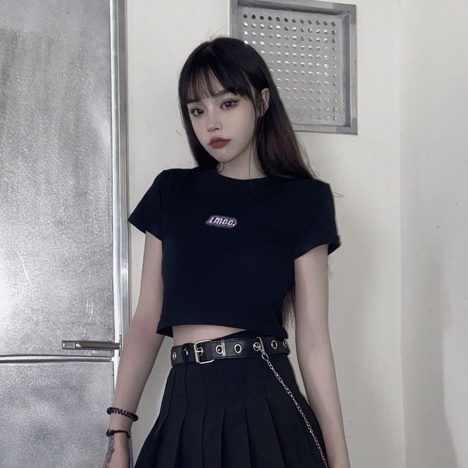 Pekanbaru Crop Top LMCC Swag Simple Polos Elegan Hitam Pink Biru Atasan Kaos Crop Polos Bordir Premium Berkualitas High Neck Swaggy Street Korean Style