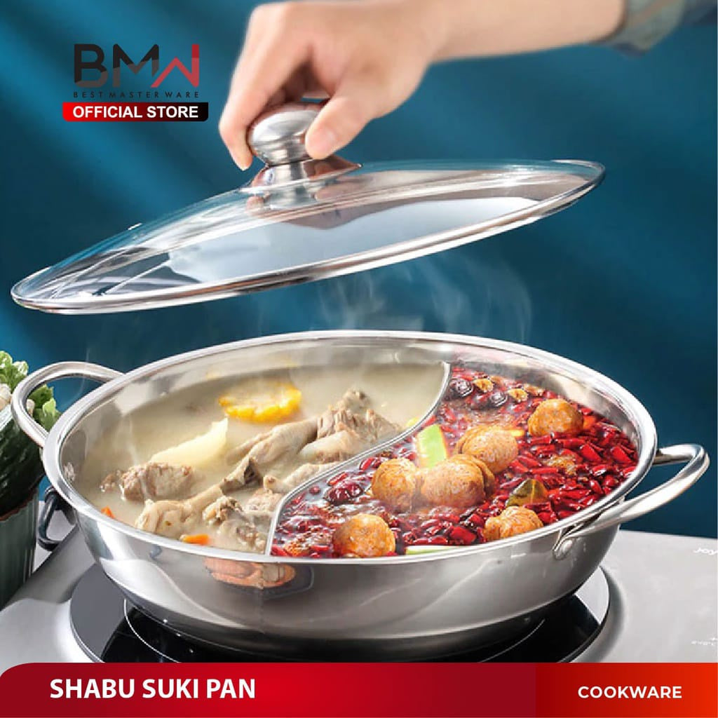 Pekanbaru Panci Shabu 28cm / Mangkok Sup Steamboat Sekat 2 Rasa Suki Pan Hot Pot Panci Shabu 28cm