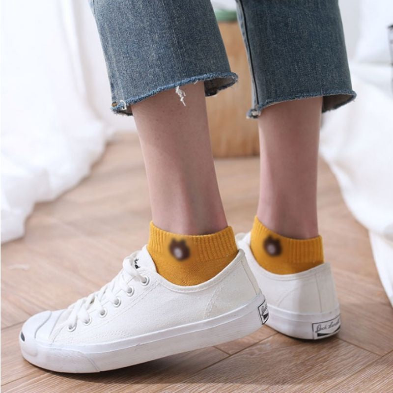 Pekanbaru Kaos Kaki Beruang Coklat / Kaos Kaki Ankle Cute / Short Socks / Kaos