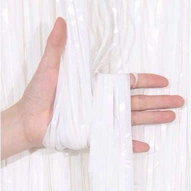 Pekanbaru HR- TIRAI PESTA Ulang Tahun Tirai Rumbai Plastik Chrome Foil 100 x 200 Cm Foil Curtain Backdrop Curtain Selinger Metalik Import Murah