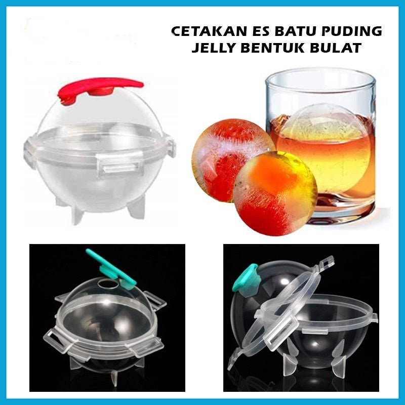 Pekanbaru HR- Cetakan Es Batu Model Bulat Jumbo 5cm / Tempat Cetak Puding Agar Jelly Cokelat Gelatin / Ice Mold Bentuk Bola Cristal / Round Ball Ice Maker Baki Freezer Bar Pesta Kristal