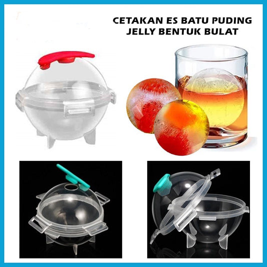Pekanbaru HR- Cetakan Es Batu Model Bulat Jumbo 5cm / Tempat Cetak Puding Agar Jelly Cokelat Gelatin / Ice Mold Bentuk Bola Cristal / Round Ball Ice Maker Baki Freezer Bar Pesta Kristal