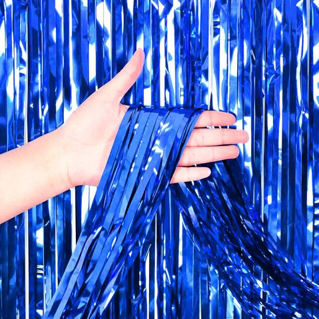 Pekanbaru HR- TIRAI PESTA Ulang Tahun Tirai Rumbai Plastik Chrome Foil 100 x 200 Cm Foil Curtain Backdrop Curtain Selinger Metalik Import Murah