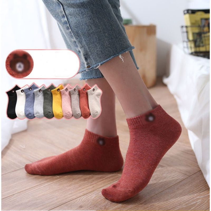 Pekanbaru Kaos Kaki Beruang Coklat / Kaos Kaki Ankle Cute / Short Socks / Kaos