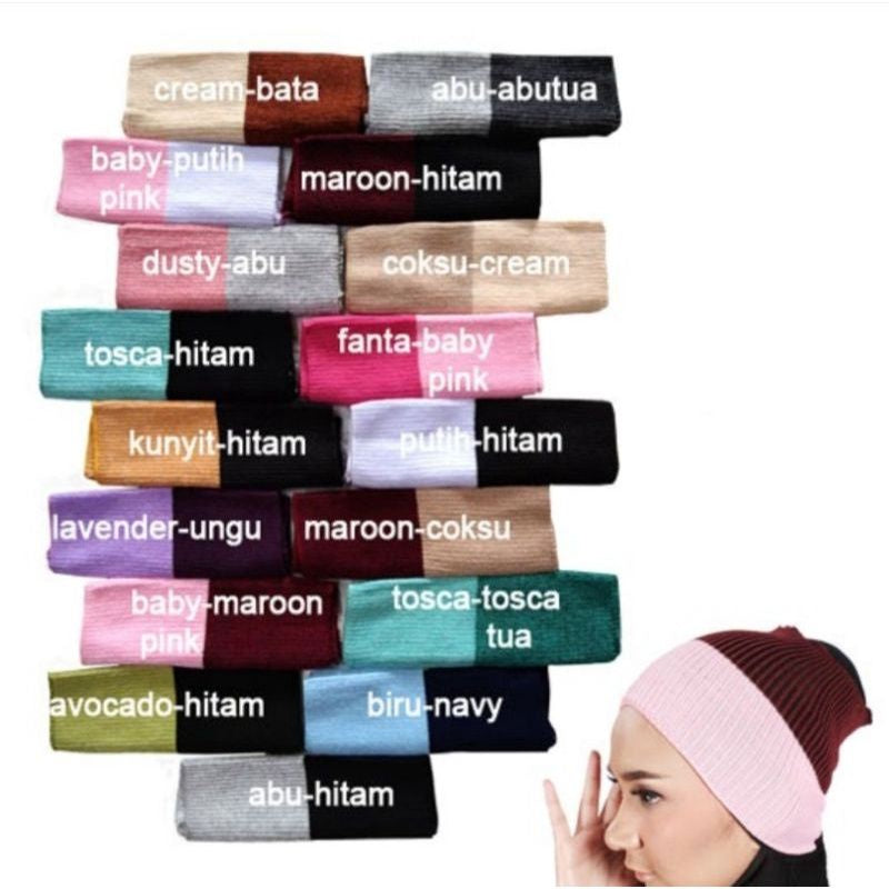 Pekanbaru Anak Hijab Bandana Rajut 2 Warna / Inner Rajut 2 Warna / Ciput Rajut 2 Warna / Inner Anti