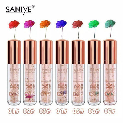 Pekanbaru Saniye 24K Luxury Gold Flower Magic Lip Oil Lip Gloss Pelembab Bibir