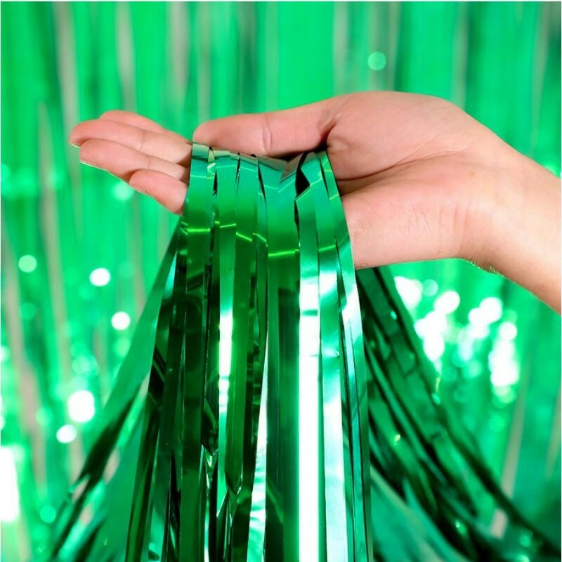 Pekanbaru HR- TIRAI PESTA Ulang Tahun Tirai Rumbai Plastik Chrome Foil 100 x 200 Cm Foil Curtain Backdrop Curtain Selinger Metalik Import Murah