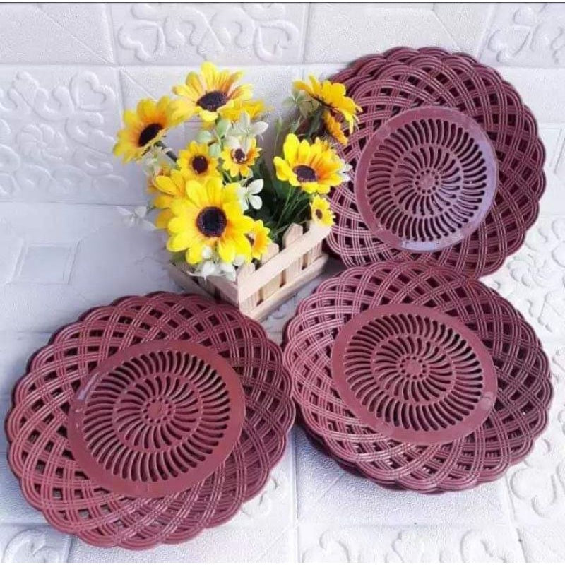 Pekanbaru Piring Rotan Plastik Perlusin / Piring untuk acara / Piring Pesta Piring Plastik Model Rotan