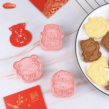 Pekanbaru Cny Cookies Mould / Cetakan Biskuit Kue Kering Edisi Imlek Per Set