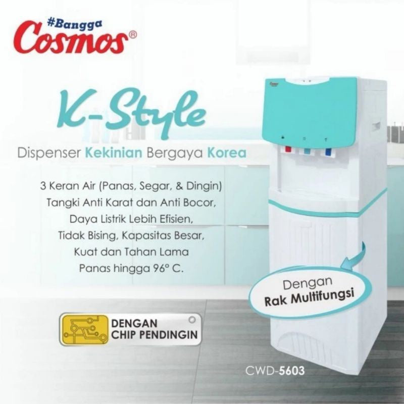 Pekanbaru Dispenser Cosmos 3 Keran Cwd-5603 Galon Atas Hot Normal Cold