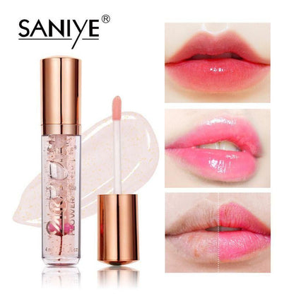 Pekanbaru Saniye 24K Luxury Gold Flower Magic Lip Oil Lip Gloss Pelembab Bibir