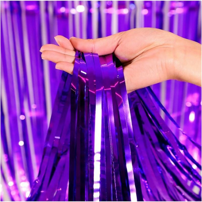 Pekanbaru HR- TIRAI PESTA Ulang Tahun Tirai Rumbai Plastik Chrome Foil 100 x 200 Cm Foil Curtain Backdrop Curtain Selinger Metalik Import Murah