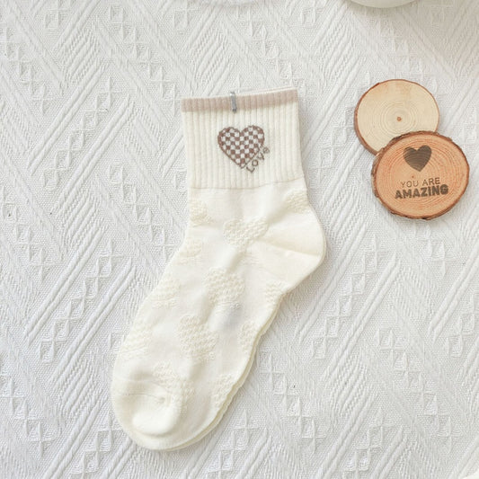 Pekanbaru Kaos Kaki Brown Coklat Motif Beruang Love Smile Bear Chocolate Base Putih Import Sock High Quality Knit Rajut Style Korean Style