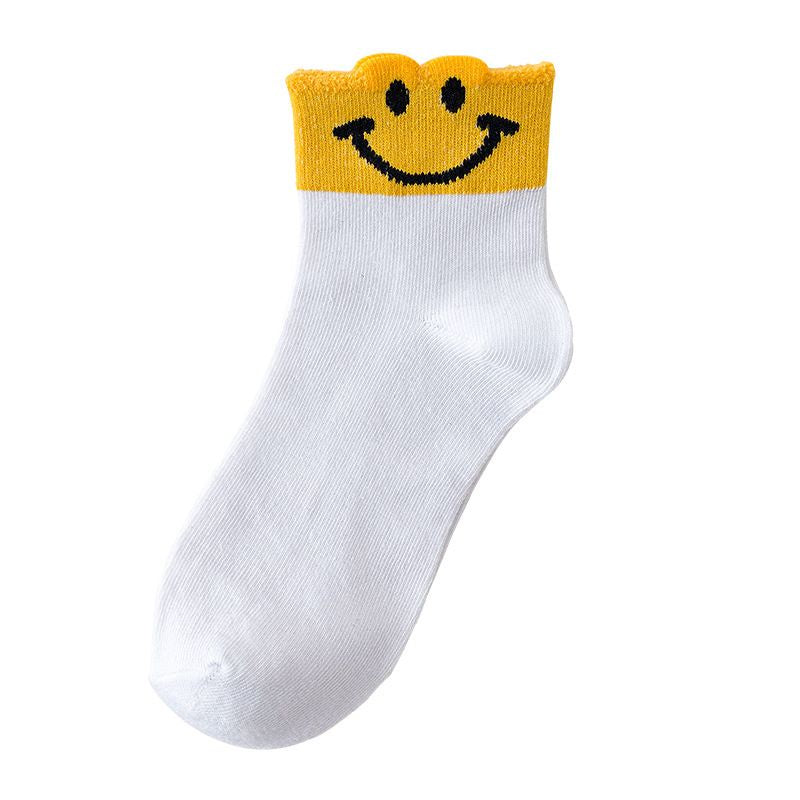 Pekanbaru Kaos Kaki Smile Hitam Putih Kuning Senyum Import Sock Smiley Simple Polos Tebal High Quality Korean Style