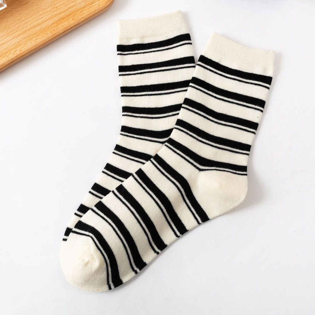 Pekanbaru Kaos Kaki Panjang Hitam Putih Smiley Emoticon Senyum Have A Nice Day Full Cotton Import Sock Stripe Smile Korean Style