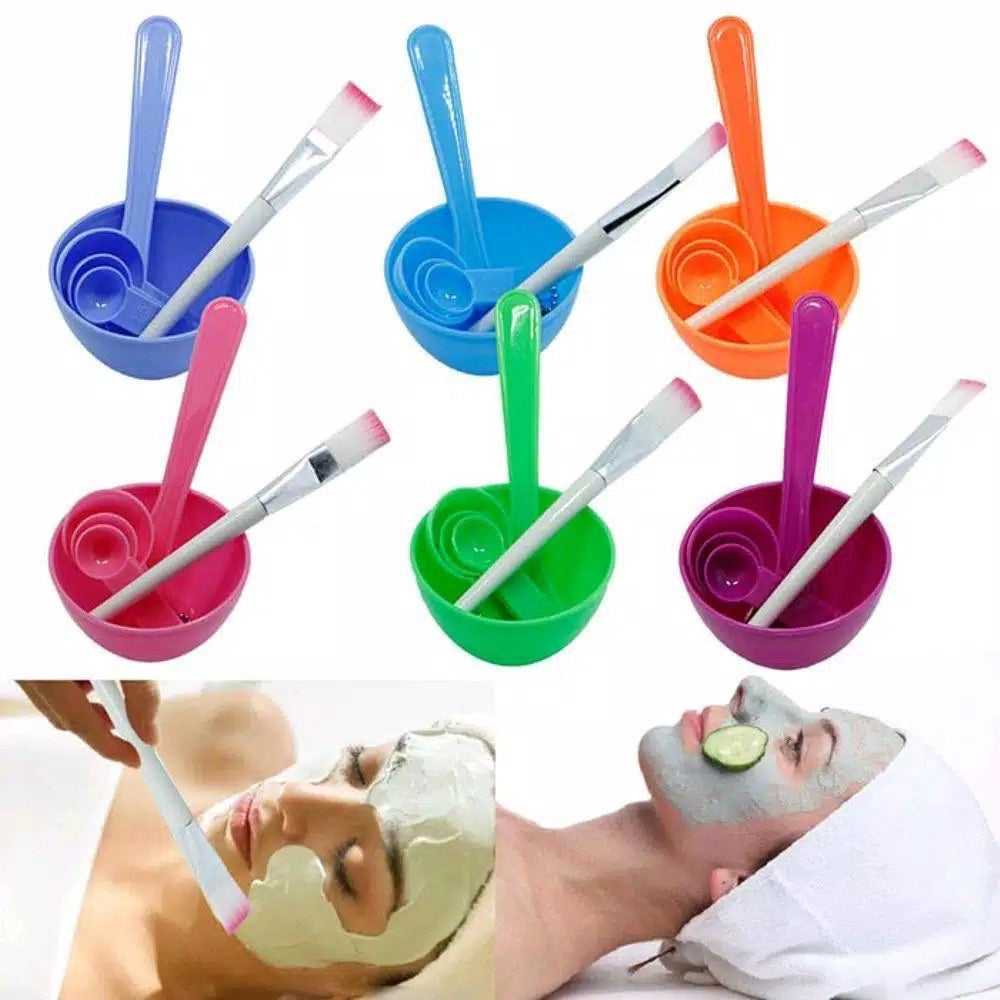 Pekanbaru HR-Mangkok Masker Set / Mask Bowl / Mangkok Masker DIY 4 IN 1 / Kosmetik / Brush / Kuas # COD