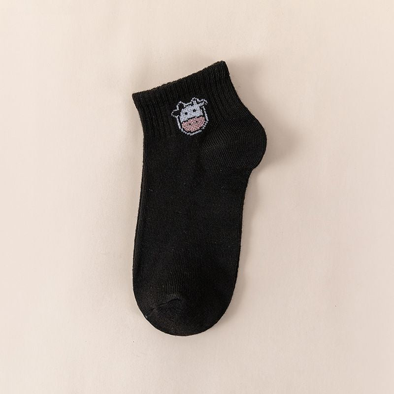 Pekanbaru Kaos Kaki Hitam Putih Motif Sapi Moo Black White Garis Cow Import Sock High Quality Korean Style