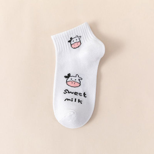 Pekanbaru Kaos Kaki Hitam Putih Motif Sapi Moo Black White Garis Cow Import Sock High Quality Korean Style