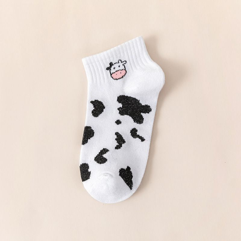 Pekanbaru Kaos Kaki Hitam Putih Motif Sapi Moo Black White Garis Cow Import Sock High Quality Korean Style