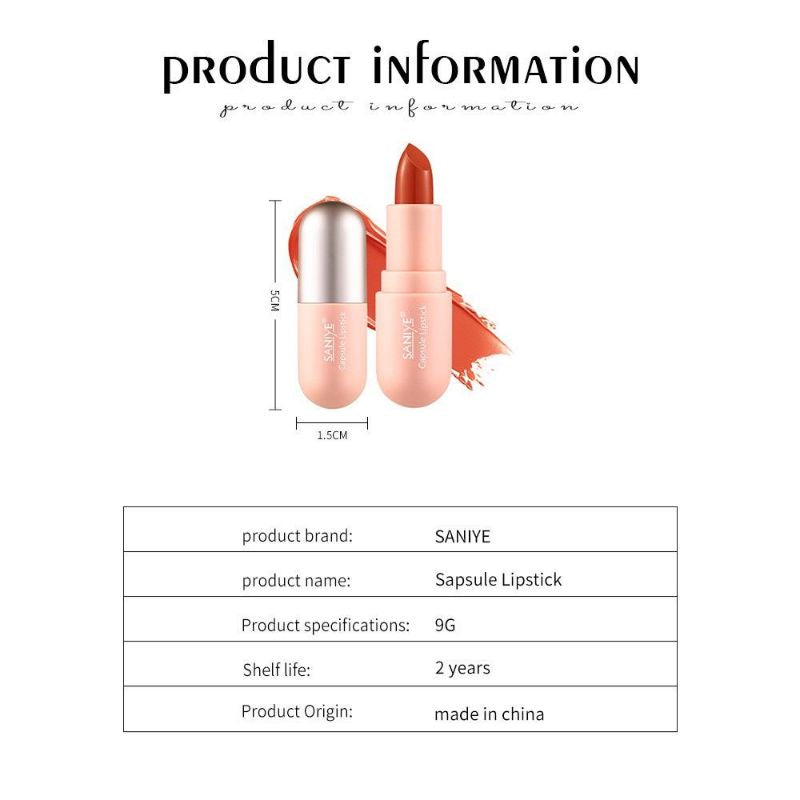 Pekanbaru Saniye Capsule Matte Lipstick New Design Long Lasting Girl Lipstick