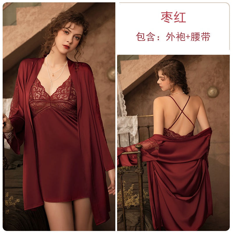 Pekanbaru D-113 One Set Dress Kimono + Belt Baju Wanita Satin Quality Super Premium