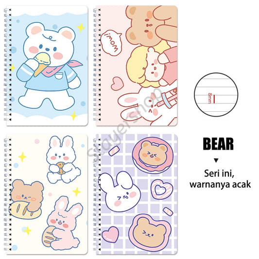 Pekanbaru Buku Tulis A5 Spiral Notebook Aesthetic Journal Motif Korea Lucu Garis Diary Planner Scrapbook