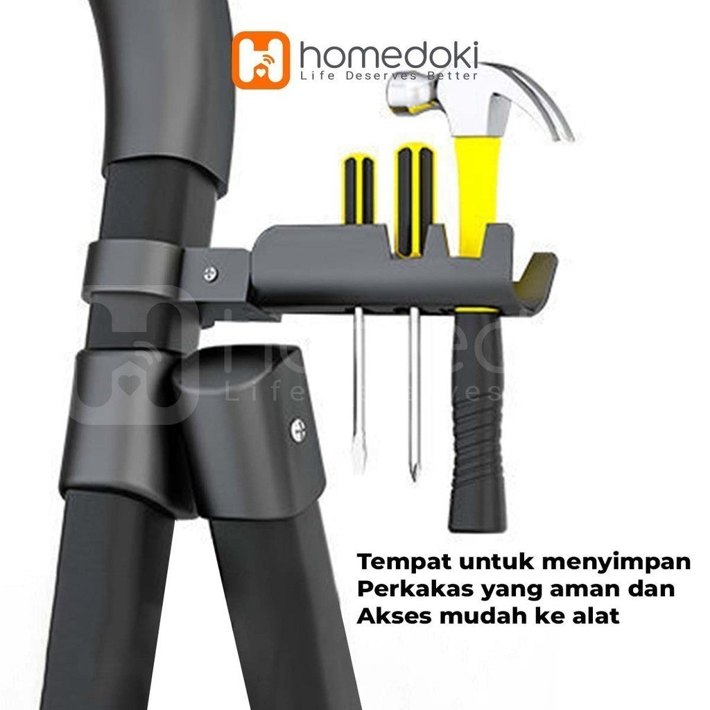 Pekanbaru Homedoki Tangga Rumah Lipat Tangga Besi Lipat 3/4 Step Household Steel Ladder/ Tangga Lipat Aluminium 4 Step Premium Ladder