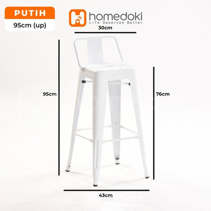 Pekanbaru Homedoki  Kursi Bar Besi/Kursi Makan/ Kursi Persegi Tinggi / Kursi Outdoor