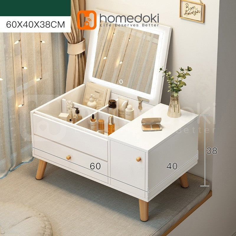 Pekanbaru Homedoki Meja Rias Minimalis/Meja Rias Led/Meja Rias Lampu/Meja Rias Aesthetic/Meja Rias Sliding/Meja Make Up