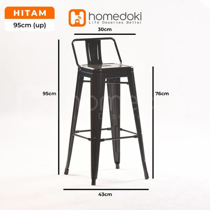 Pekanbaru Homedoki  Kursi Bar Besi/Kursi Makan/ Kursi Persegi Tinggi / Kursi Outdoor